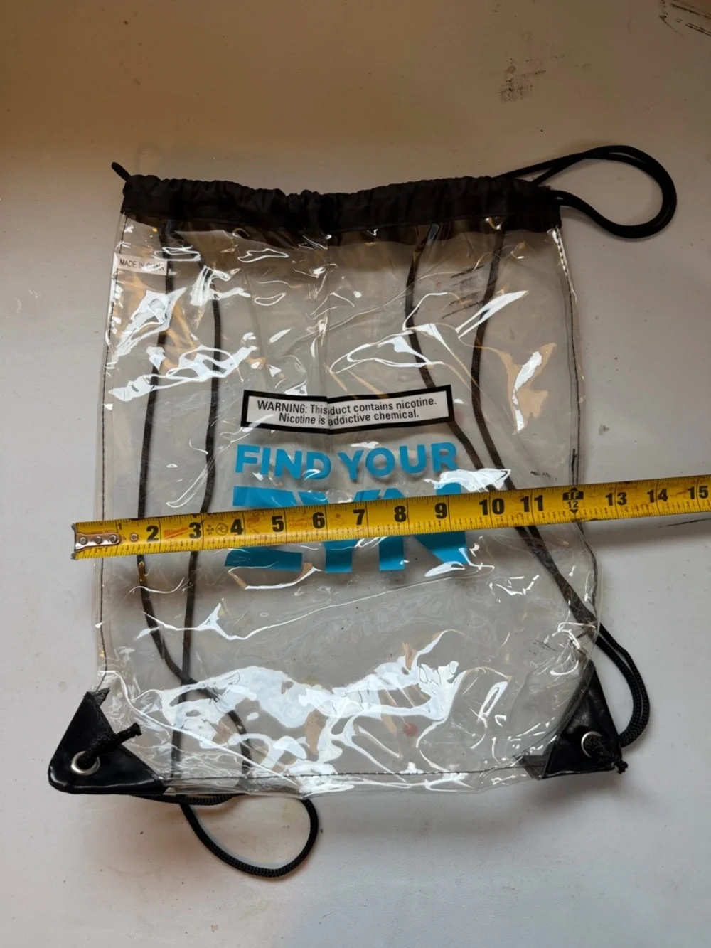 Clear Drawstring Backpack with Blue - Find Your Zyn